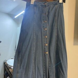 Neuflora Denim Button-Front A-Line Skirt - Blue